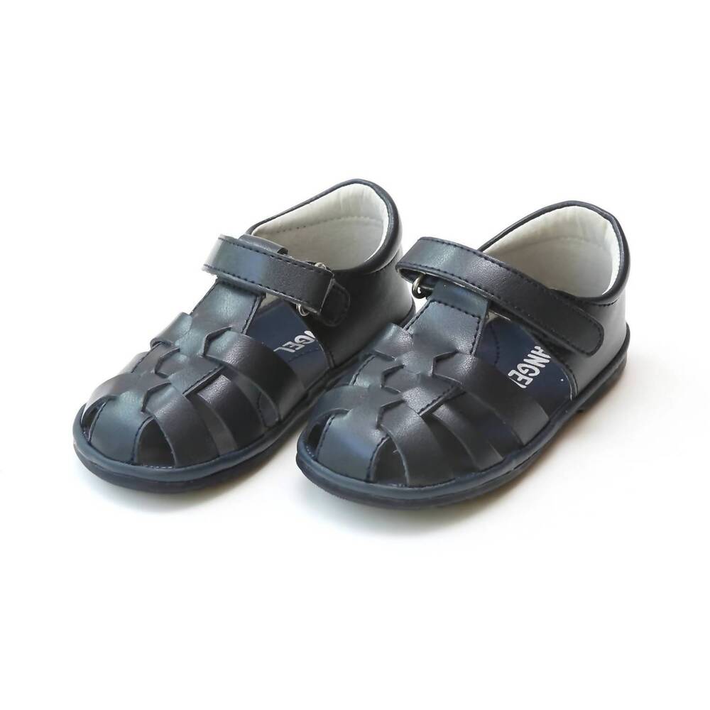 NEW ANGEL BABY boy's mack leather fisherman sandal - baby in navy